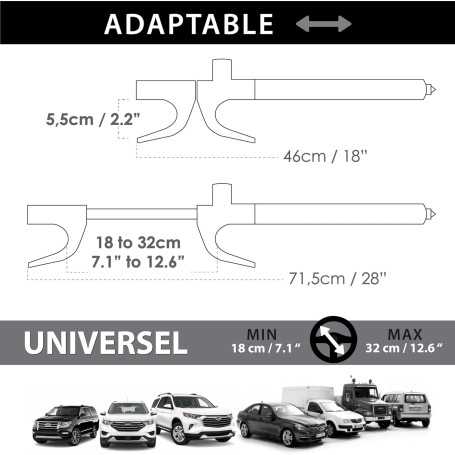KRASER WA839Y – Canne Antivol Voiture Renforcée