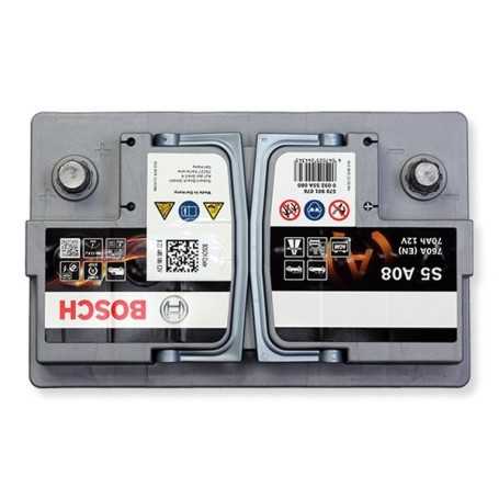 BOSCH S5 A08 Battery – 12V 70Ah 760A – AGM – Ref. 0 092 S5A 080 – Type L3 B00