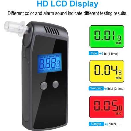 Mayybei Éthylotest Électronique Portable – Alcootest Professionnel Semi-conducteur avec Écran LCD, Alarme et 20 Embouchures