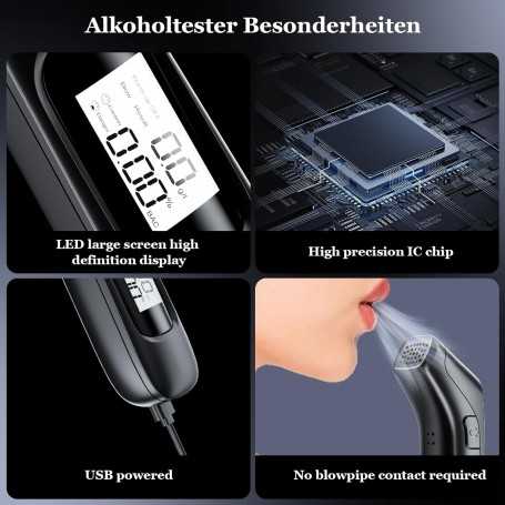 ENRIPRT Electronic Breathalyzer – Professional Digital Alcohol Tester with LCD Display, USB Rechargeable Battery