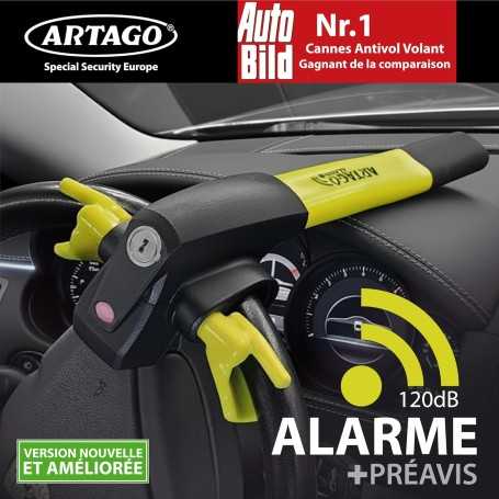 ARTAGO 870 Antivol Voiture Haut de Gamme 2-en-1 avec/sans Alarme 120 dB + LED