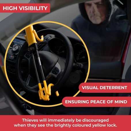 Canne Antivol Haute Visibilité GADLANE – Barre Bloque Volant en Acier Renforcé pour Voiture