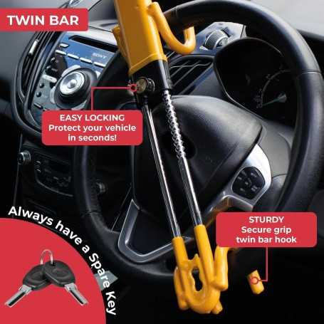 GADLANE High-Visibility Steering Wheel Lock – Heavy-Duty Anti-Theft Bar for Cars, Vans