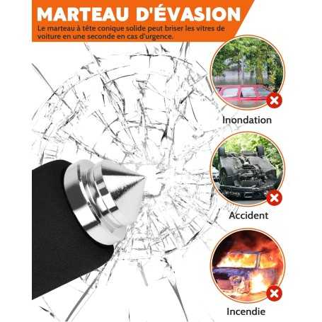 Tevlaphee Car Steering Wheel Lock – Heavy-Duty Anti-Theft Device with Emergency Safety Hammer (Black)