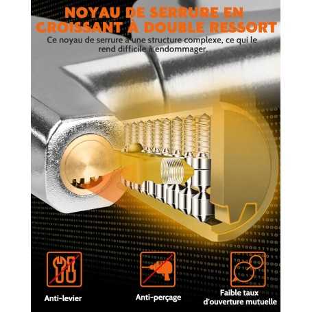 Tevlaphee Canne Antivol Voiture – Dispositif Anti-Vol Robuste avec Marteau de Sécurité d’Urgence (Noir)