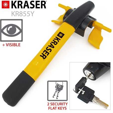 KRASER KR855Y Canne Antivol Voiture – Haute Visibilité et Sécurité avec Fermeture Rapide Sans Clé (Jaune)
