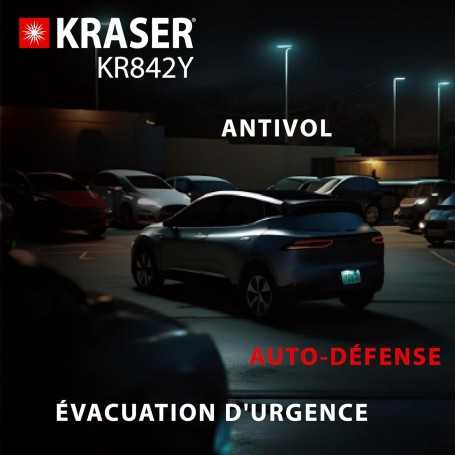 KRASER KR842Y – Canne Antivol Voiture Double Barre Haute Sécurité avec Protection Anti-Rayures