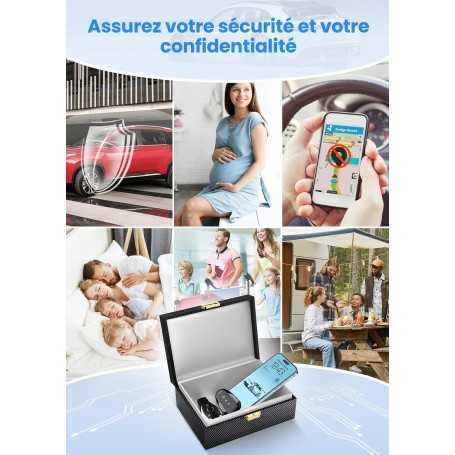 Boîte Anti-RFID pour Clé de Voiture avec 2 Étuis Supplémentaires