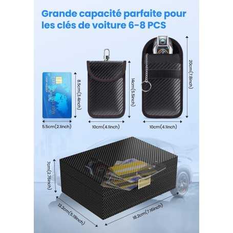 Boîte Anti-RFID pour Clé de Voiture avec 2 Étuis Supplémentaires