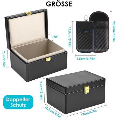 Anti-RFID Box with 2 Faraday Pouches – Keyless Go Protection Case