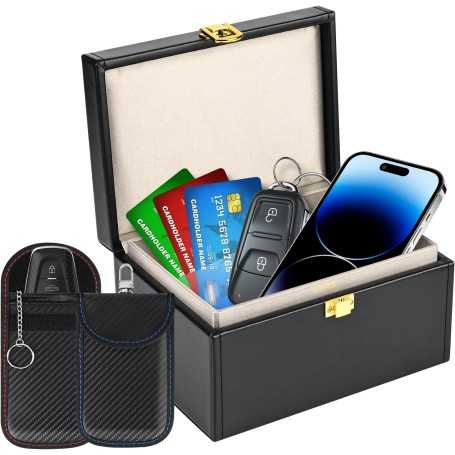 Anti-RFID Box with 2 Faraday Pouches – Keyless Go Protection Case