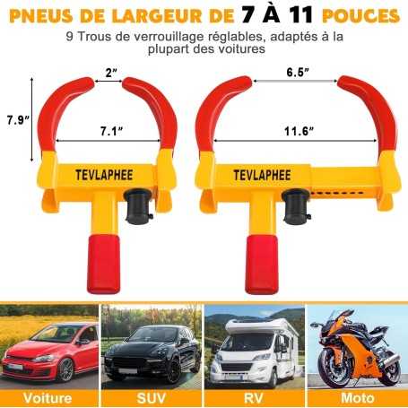 Tevlaphee Antivol Voiture Sabot de Roue