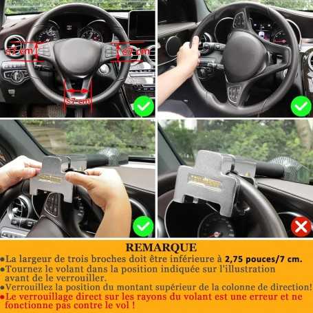 Tevlaphee 2‑in‑1 Car Lock (Bar + 120 dB Alarm)