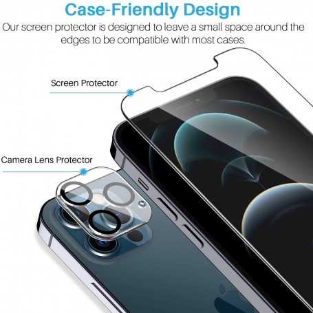 Protection écran - Caméra Arrière Protecteur - Double Protection - Verre Trempé Compatible avec iPhone 12 Pro