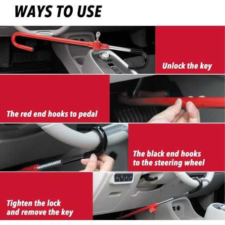 CARTMAN Adjustable Car Brake and Steering Wheel Lock – Security Device 53–76 cm for Vehicles