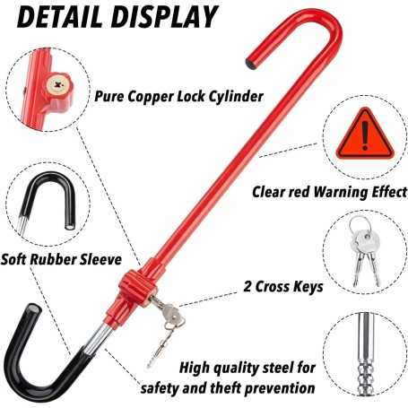 CARTMAN Adjustable Car Brake and Steering Wheel Lock – Security Device 53–76 cm for Vehicles