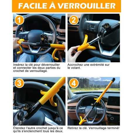 Tevlaphee 4-Hook Steering Wheel Lock