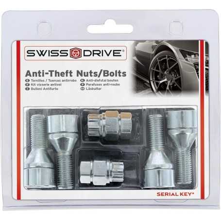 Jeu de 4 Vis Antivol pour Jantes Auto 12x1.50 L26 + 2 Clés avec Numéro de Série – Protection Sécurisée des Roues
