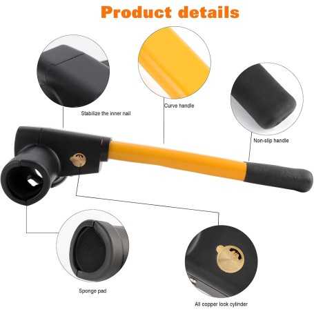 T-Shaped Steering Wheel Lock – Heavy-Duty Universal Anti-Theft Bar with 2 Keys