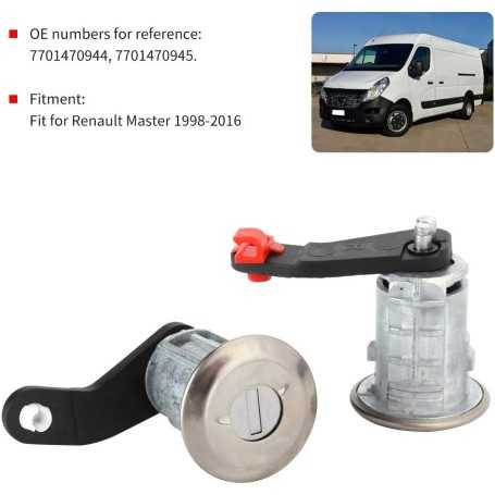 Jeu de Cylindres de Serrure Porte Gauche et Droite avec 2 Clés – Compatible Renault Master 1998-2016