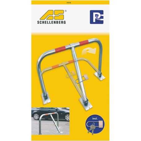 Schellenberg 73115 Parking Barrier – Galvanized Steel Fold-Down Post with Padlock Included