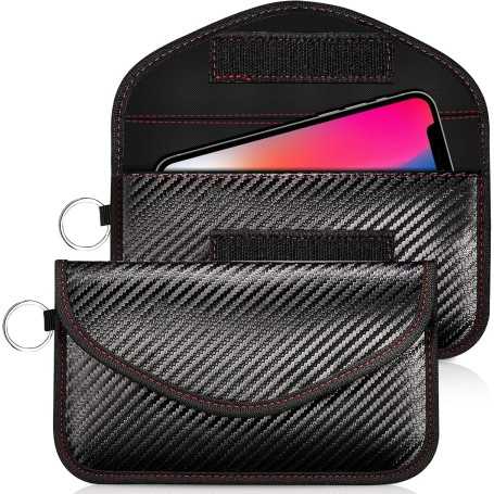 Faraday Sac Anti-Suivi 2 Pièces – Pochette de Blocage de Signal RFID/NFC en Fibre de Carbone
