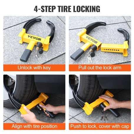 VEVOR Universal Car Wheel Lock – Set of 2 Adjustable Anti-Theft Clamps (180–270 mm)
