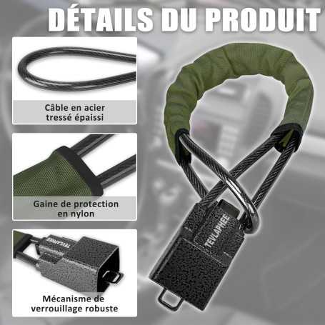 Tevlaphee Antivol Volant Amélioré — Double Protection Volant & Ceinture