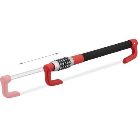 Relaxdays Car Steering Wheel Lock — Adjustable Steel Anti-Theft Bar with 5-Digit Code • Car, Camper, Van • Black/Red
