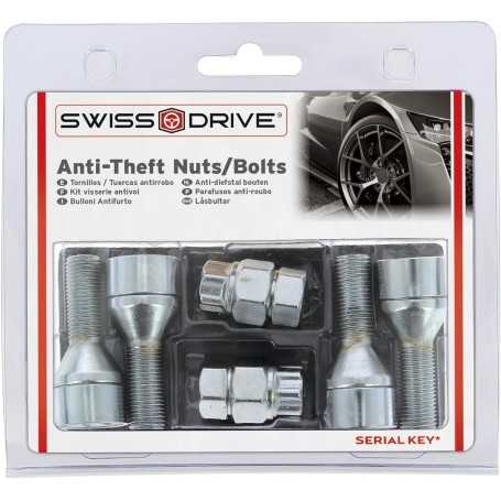 12x1.25 L28 Anti-Theft Wheel Bolts — Set of 4 with 2 Keys and Serial Number