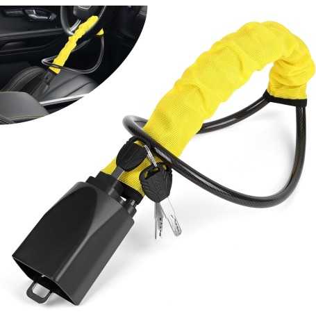 SternSinn Car Steering Wheel & Seatbelt Lock — Universal Anti-Theft Bar, High Visibility, Robust, with 3 Keys