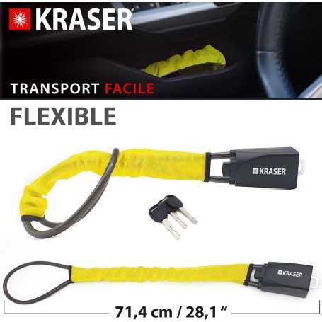 KRASER KR882Y Antivol Voiture Volant Ceinture