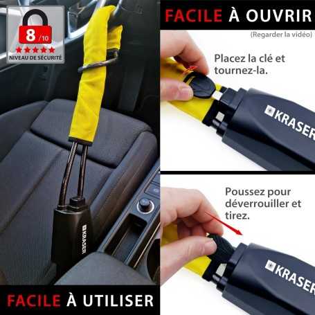 KRASER KR882Y Steering Wheel & Seat Belt Car Lock