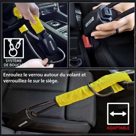 KRASER KR882Y Antivol Voiture Volant Ceinture