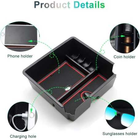 Boîte de rangement arrière pour console centrale Model Y en TPE pour Tesla Model Y 2020-2024