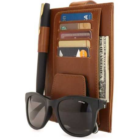 Londo Car Sun Visor Organizer – Leather Case for Cards, License, Documents, and Glasses