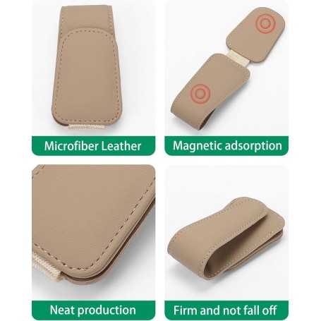 JEJA Car Sunglasses Holder – Leather Sun Visor Clip for Glasses, Cards & Tickets – Black