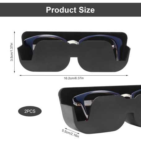 Porte-lunettes de voiture – Lot de 2 étuis adhésifs (165 × 55 × 35 mm)