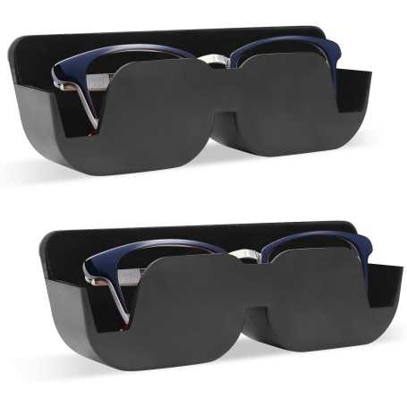 Set of 2 Car Sunglasses Holders – Adhesive ABS Storage Cases with Soft Felt Lining