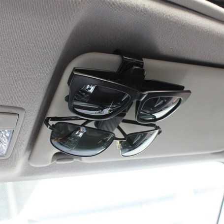 FineGood 2-Pack Car Visor Glasses Holder – Dual Sunglasses Clip & Card Holder, Black