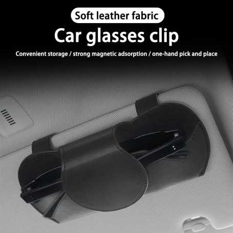 JNNJ Porte-Lunettes pour Pare-Soleil – Étui Magnétique en Cuir PU pour Lunettes de Soleil, Accessoire Universel pour Voiture