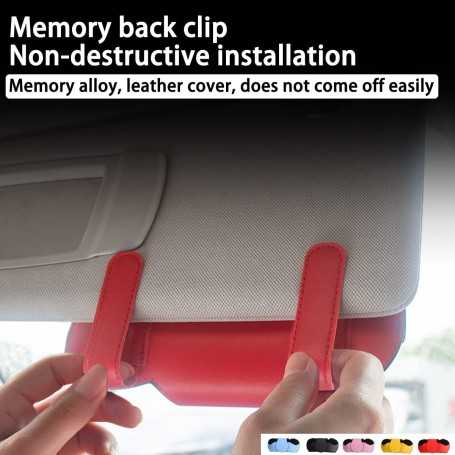 JNNJ Car Sun Visor Glasses Holder – PU Leather Magnetic Sunglasses Case, Universal Car Interior Accessory