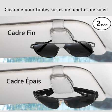 2 Pièces Porte-Lunettes pour Voiture en Cuir Véritable, Clip Magnétique pour Pare-Soleil