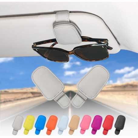 2 Pièces Porte-Lunettes pour Voiture en Cuir Véritable, Clip Magnétique pour Pare-Soleil