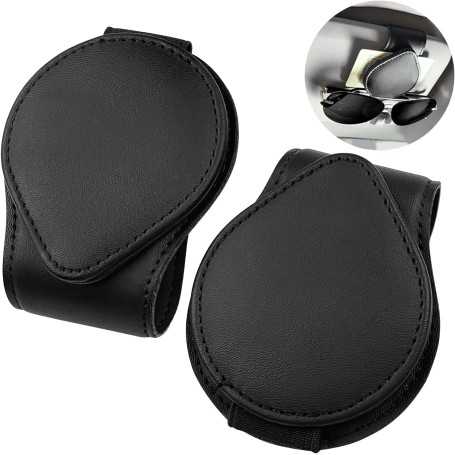 Fousenuk Lot de 2 Porte-Lunettes pour Voiture en Cuir PU