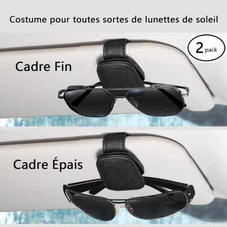 Lot de 2 Porte-Lunettes de Voiture, Clip Magnétique en Cuir Véritable pour Pare-Soleil