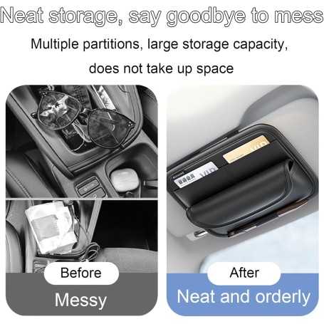 Leather Car Sun Visor Organizer – Sunglasses Holder & Storage Pocket