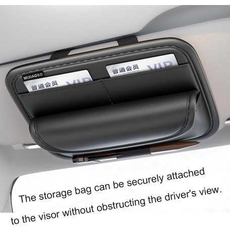 Leather Car Sun Visor Organizer – Sunglasses Holder & Storage Pocket