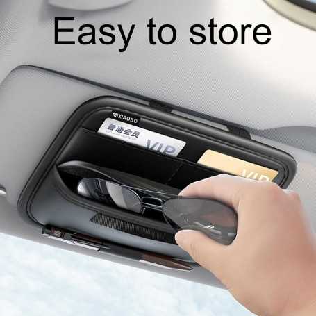 Organisateur de Pare-Soleil en Cuir – Porte-Lunettes & Rangement Voiture