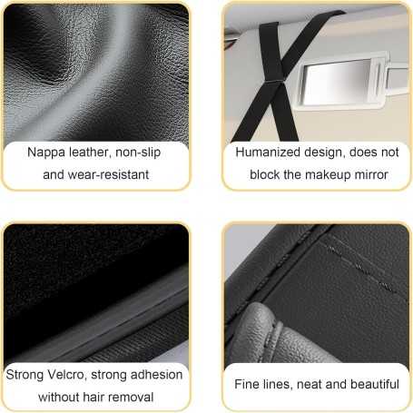 Leather Car Sun Visor Organizer – Sunglasses Holder & Storage Pocket